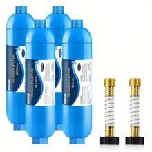 4 Pcs RV Inline Hose Water Filter,With 2 Flexible Hose Protectors,NSF Certified Camper Water Filter  For RV Garden, Reduces Lead,Fluoride,Chlorine,Bad Taste & Odor In Drinking,Dedicated For RVs And Marines