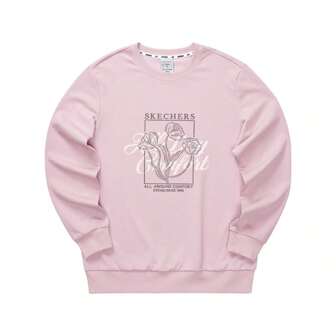 Skechers Sudadera con cuello de tripulación cómoda y de moda con forro polar para otoño para mujer FHL423W118