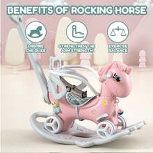 Rocking Horse For Toddlers, Balance Bike Ride On Toys With Push Handle, Backrest And Balance Board For Baby Girl And Boy, Two Forms, Detachable Bottom, Saf-E Material - Pink - View 5