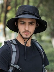 1pc Unisex Solid Color Mesh Wide Brim Bucket Hat, Breathable Sun Protection Hat For Outdoor Activities, Fishing, Hiking, Camping, Suitable For Daily Use - Solid Color - View 16