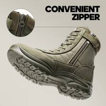 Men's Military Tactical Work Boots Side Zipper Leather Motorcycle Combat Boots (6-8 Inches)