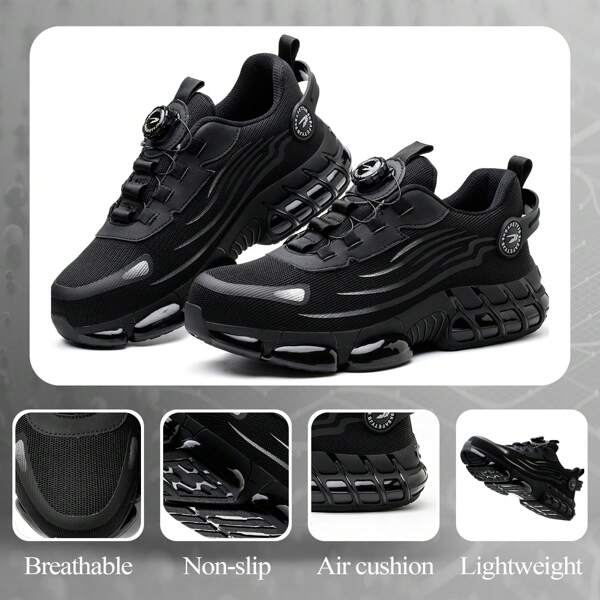 frysen Zapatos de trabajo frysen, zapatos de seguridad para hombres y mujeres, puntera de acero, antiaplastamiento, ligeros, deportivos, transpirables, con autobloqueo y liberación rápida, zapatos de protección de moda, talla 36-46 UE