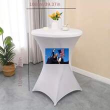 1pc Cocktail Table Cover, Circular Cocktail Table Cloth, Elastic Fitted Table Top Cover, Suitable For Bar, Wedding, Party, Birthday Events - Multicolor - View 7