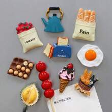 3-5 件/套 3D 食物冰箱贴，全新舒适家居装饰磁性贴纸，创意可爱磁铁适合冰箱装饰美学 - 彩色 - 查看 6