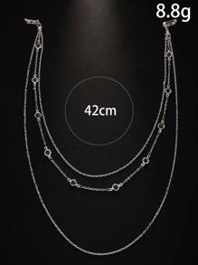 STONEFANS 1pc Simple Multi-Layered Chain Circular Rhinestone Back Chain, Bride Wedding Accessory