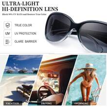 HYCHIC Polarized Sunglasses For Women 2026, Retro Shades With UV400 Protection Butterfly Decors (2 Pack) - A6(2裝)漸變黑/灰+玳瑁/棕 - 查看 4