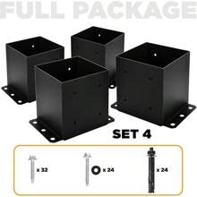 6x6 Post Base, Inner Size 5.5"X5.5"Deck Post Base, Deck Post Base For Concrete, For Mailbox Support Wood Fence Post Anchort (Black - Set 4) - 第四組 - 查看 5