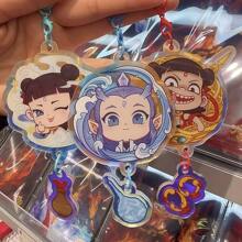 1 件哪吒 2 电影可爱哪吒和敖丙钥匙扣吊坠，背包装饰，适合婚礼、生日、旅游纪念品、毕业典礼、派对