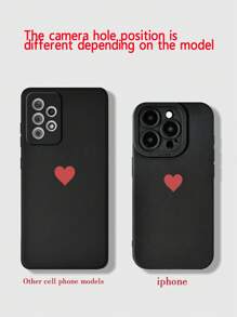 Heart Pattern Anti-Drop Black Soft Phone Case Compatible With IPhone 16/15 XR/7/8, IPhone 15 Pro Max/12 Pro Max/13 Pro Max/14 Pro Max, 13 14 11 12P 14P 11P 12P X XS XR 7 8P 7 8, Galaxy S24, A03s, A03 Core, A04, A12, A13, A14, A21s, A22, A23, A24, A32, A33, A34, A51, A52, A53, A54, A71, A72, A73, S20 FE, S21, S22, Redmi 9, Redmi 9A - Multicolor - View 5