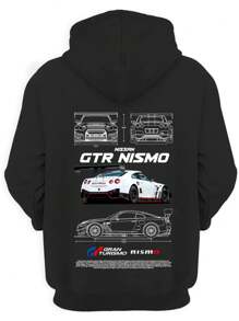 Sweater GTR com Capuz Carro Esportivo Design Moderno e Casual - Preto - Visão 1