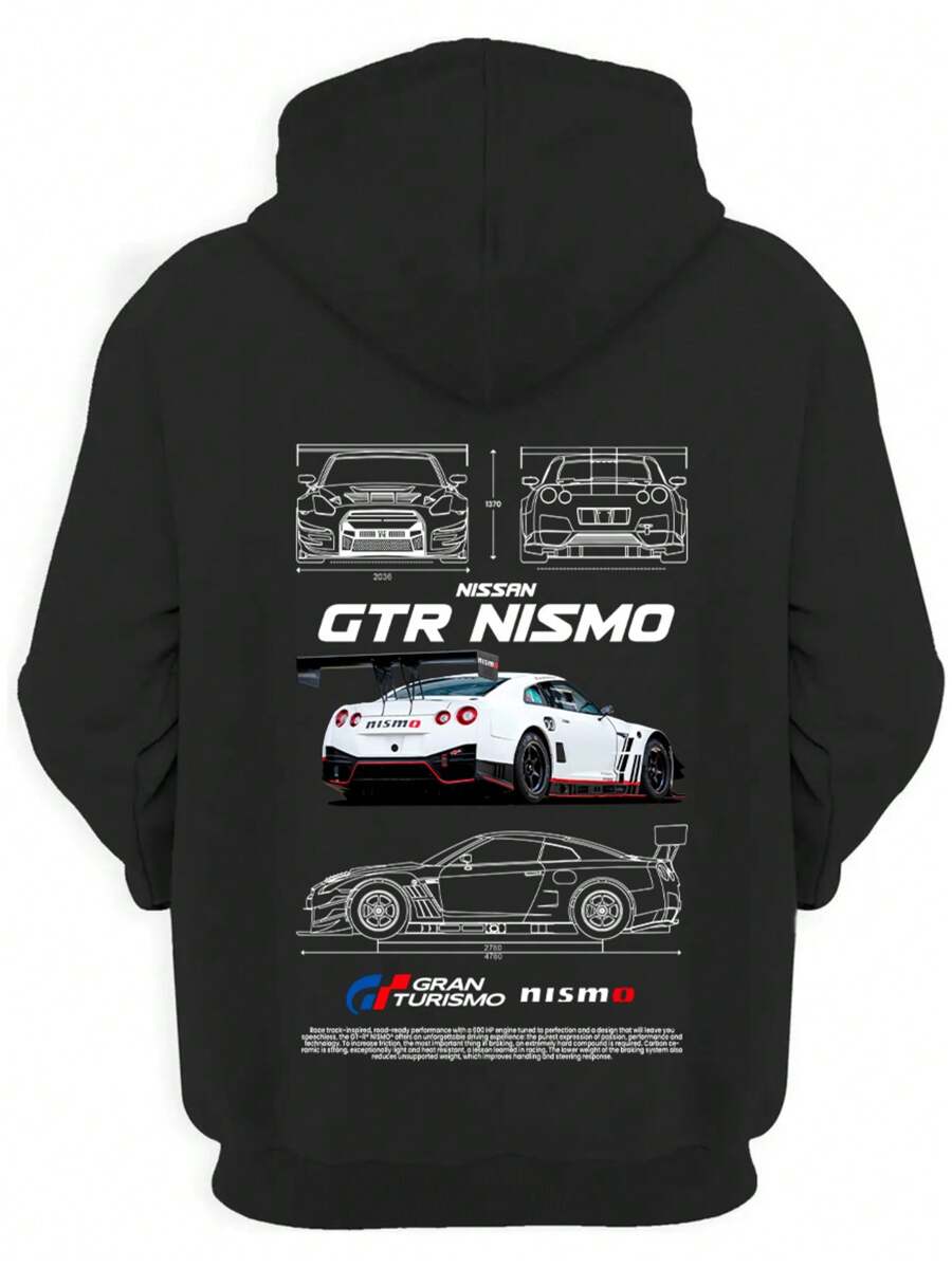 Sweater GTR com Capuz Carro Esportivo Design Moderno e Casual - Preto - Visão 1