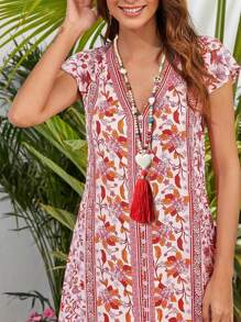 Dây chuyền dài tua rua nhiều màu sắc theo phong cách Boho với hạt gỗ thủ công, mặt dây chuyền hình trái tim và hòa bình, vòng tròn và chữ thập và ngôi sao màu ngọc lam, trang sức mùa xuân/hè cho tiệc lễ - Nhiều màu - Xem 7