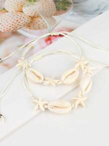 Bộ 12 vòng tay hạt vỏ sò, sao biển và ngọc lam Bohemian, Macrame thủ công, đa năng cho bãi biển, tiệc tùng, du lịch, quà tặng cho bạn gái và bạn bè - Nhiều màu - Xem 3