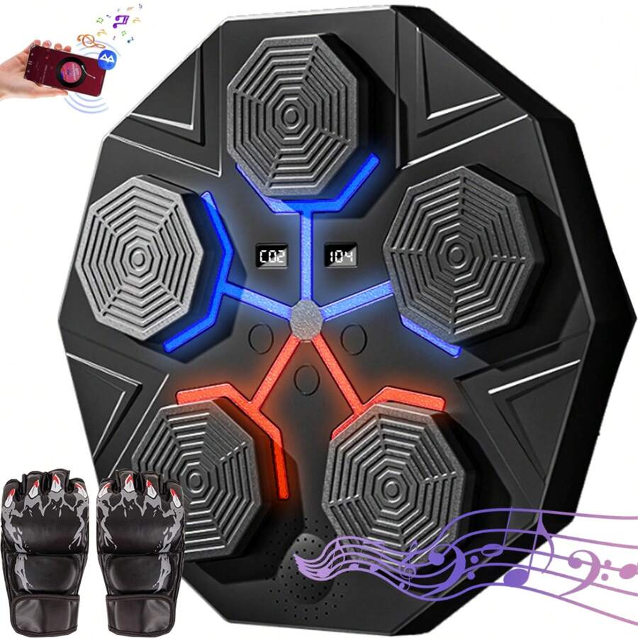 Máquina de pared de boxeo con guantes de boxeo - Set de boxeo, Entrenador de boxeo inteligente, Máquina de montaje en pared de boxeo, Equipo de entrenamiento de objetivo de boxeo para el hogar, la oficina y el gimnasio - Negro - Ver 1