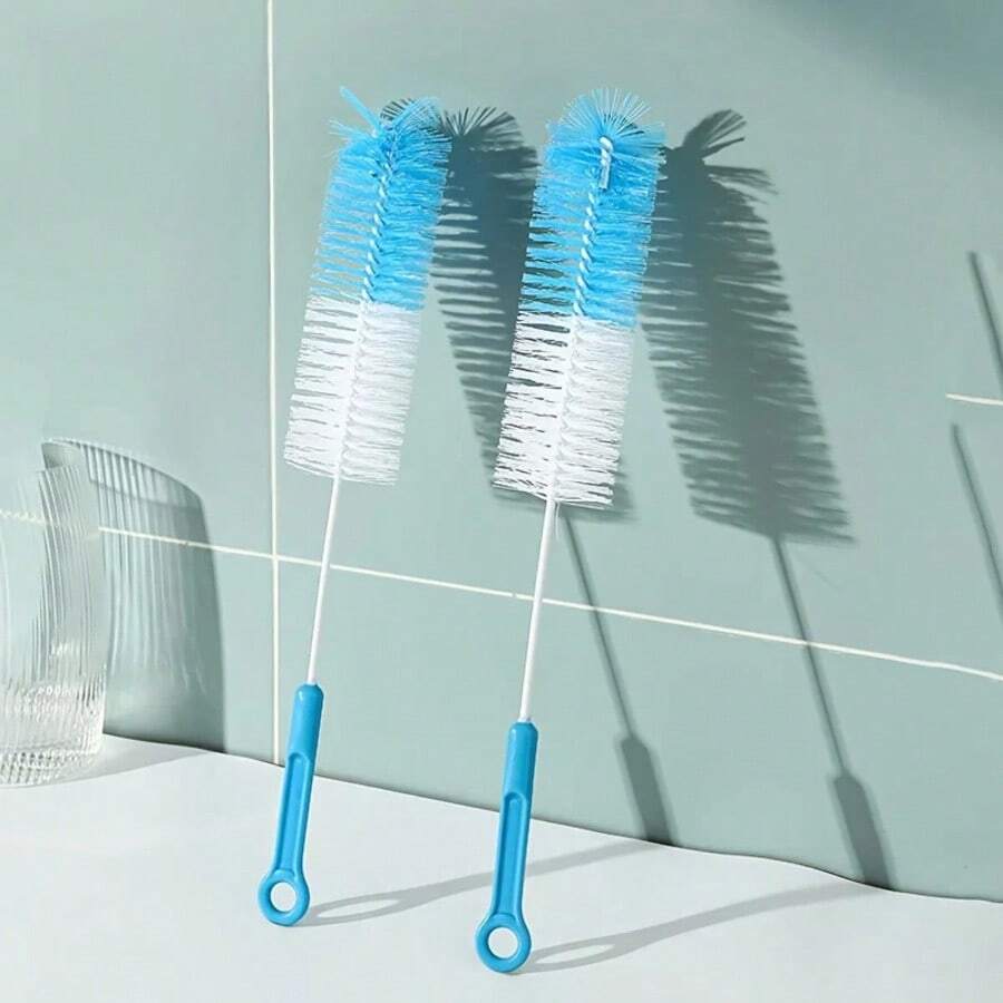 Long Handle Cup Brush,Kitchen Glass Bottle Cleaning Brush,Milk Bottle Tea Cup Scrubber,No-Electricity Required Cleaning Tool - White - View 1