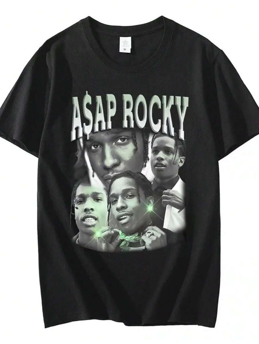 Diseño gráfico de moda para póster de rapero de hip hop  Tejido Transpirable 220g algodón pesado - Negro - Ver 1