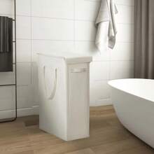 60L 大容量带盖洗衣篮封闭式洗衣篮，适用于卧室、浴缸、洗衣房、宿舍超薄带盖洗衣篮窄型洗衣篮带手柄可折叠脏衣服收纳篮收纳盒衣服裤子鞋子牛仔裤靴子裙子 - 多 - 查看 4
