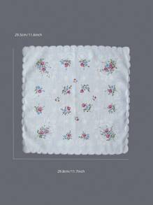 Thin Feel 11.6in Fabric Crescenta Women's Printed Handkerchief Retro 6pcs Back To School