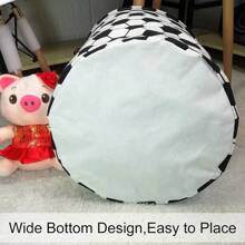 Laundry Hamper, Black And White Grid, Football Pattern Large Canvas Fabric Lightweight Storage Basket Toy Organizer Dirty Clothes Collapsible Waterproof For College Dorms, Children Bedroom,Bathroom