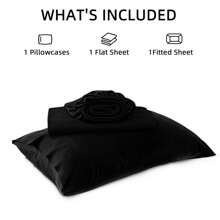 Farfallarossa Solid Color Bed Sheet Set, 3/4 Pieces, Includes Flat Sheet, Fitted Sheet, And 1/2 Pillowcases, Made Of Soft Brushed Microfiber Fabric, Skin-Friendly And Comfortable, Shrink-Resistant, Fade-Resistant, And Easy To Care For. - Black - View 6