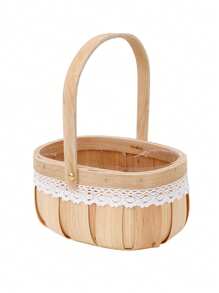 1pc Handwoven Flower Basket, Gift For Women's Day, Teacher's Day, Mother's Day, Succulent Basket, Storage Basket, Rattan Gift Basket