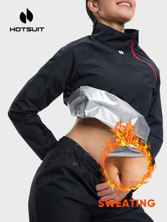 HOTSUIT 女士桑拿夹克运动上衣，带拉链，适合健身和训练，圣诞节