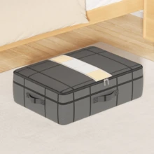 1 件黑色布艺收纳袋，衣服收纳袋，大容量床下收纳袋，便携式折叠收纳袋，季节性衣服和床上用品收纳袋，适用于客厅和卧室