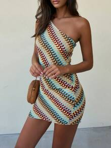 Vestido de moda sin mangas de color contrastante asimétrico para mujer Doris