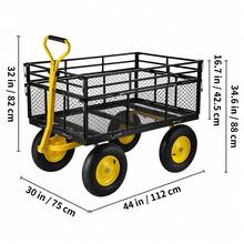Steel Garden Cart, Heavy Duty 500 Lb Or 1200 Lb Or 900 Lb Or 1400 Lb Capacity, Removable Mesh Sides, Convertible To Flatbed, Utility Metal Cargo Truck With 180° Swivel Handle And 10" Tires Or With 2-In-1 Handle And 13" Tires Or With 2-In-1 Handle And 15" Tires, Great For Garden, Farm, Yard - 1400 Lb Capacity With 2-in-1 Handle and 15" Tire - View 10