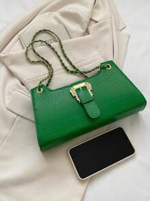 Women Stone Pattern Underarm Pouch Handbag - Green - View 5