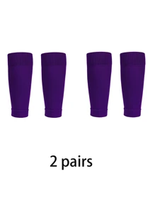 2 paires de chaussettes de compression de football de couleur unie simples, manches de jambe serrées, convenant au football, au basketball, au cyclisme et à d'autres sports de plein air