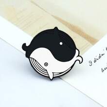 3 件装复古白黑阴阳疗愈胸针猫鲸鱼鲤鱼翻领别针徽章女士男士外套珐琅别针珠宝礼物赠朋友 - 錦鯉+鯨魚+黑白貓 - 查看 9