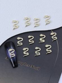 20 pièces Charms d'ongles en forme de serpent, décoration d'art des ongles 3D, bijoux de clou en alliage punk gothique, accessoires de manucure DIY pour salon