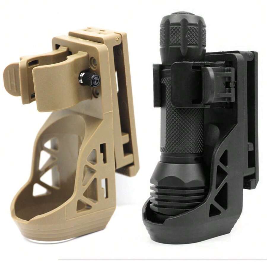 1pc 360° Rotatable Side-Opening Tactical Quick-Draw Flashlight Holster Waist Clip For Outdoor Camping Hiking - Multicolor - View 1