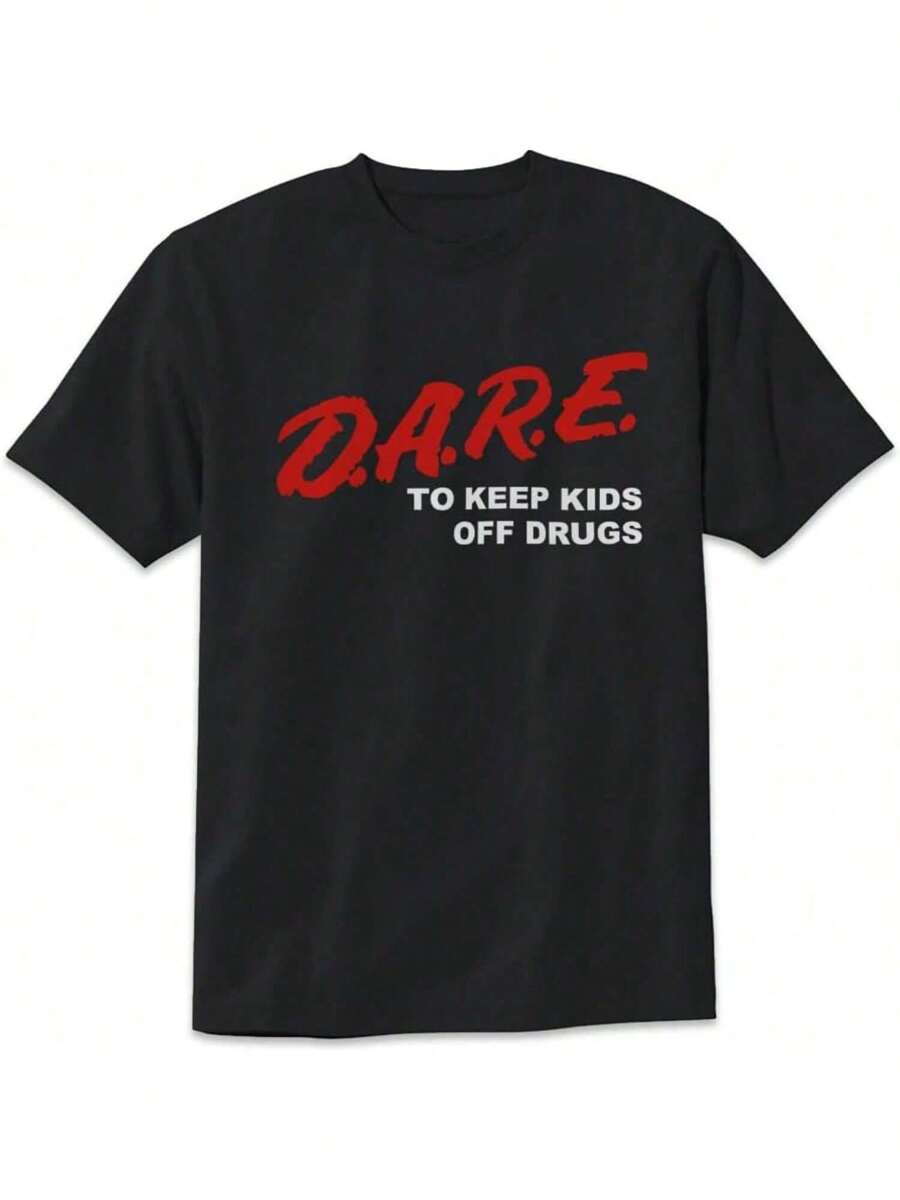 Dare Retro D.A.R.E. T-Shirt 90s Vintage Style Design Tee Short Sleeve Unisex ShirtEssential Unisex Jersey Tee - Timeless Slim Fit Streetwear Style - màu đen - Xem 1