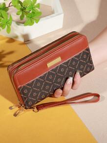 大容量拉链手拿包 带 8 个卡槽和多个隔层 优雅手拿包 拼色钱包 钱包 长款钱包 腕带钱包 - 彩色 - 查看 14