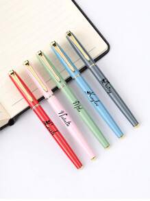 Caneta esferográfica de metal com cores neutras e suaves, 1 peça, para negócios, assinaturas, presente de feriado/aniversário, gravação de letras personalizadas, volta às aulas, material escolar