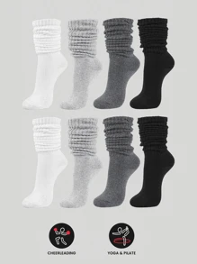 6 Pairs Of Multi-Color Pile Socks, Casual And Versatile Mid Tube Pile Socks - Multicolor - View 16