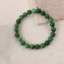 1pc Fashionable Elegant Aventurine Stone Stretch Bracelet, Suitable For Everyday Wear For Women, Bringing Hope And Courage
