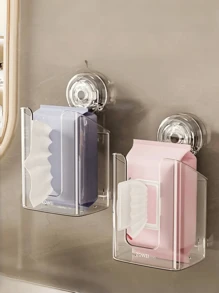 1 个方形塑料纸巾盒，粘合设计，无需钻孔，易于安装，适合用作壁挂式湿巾分配器或浴室、厨房、卫生间的纸巾架，很棒的礼物创意！ - 查看 1