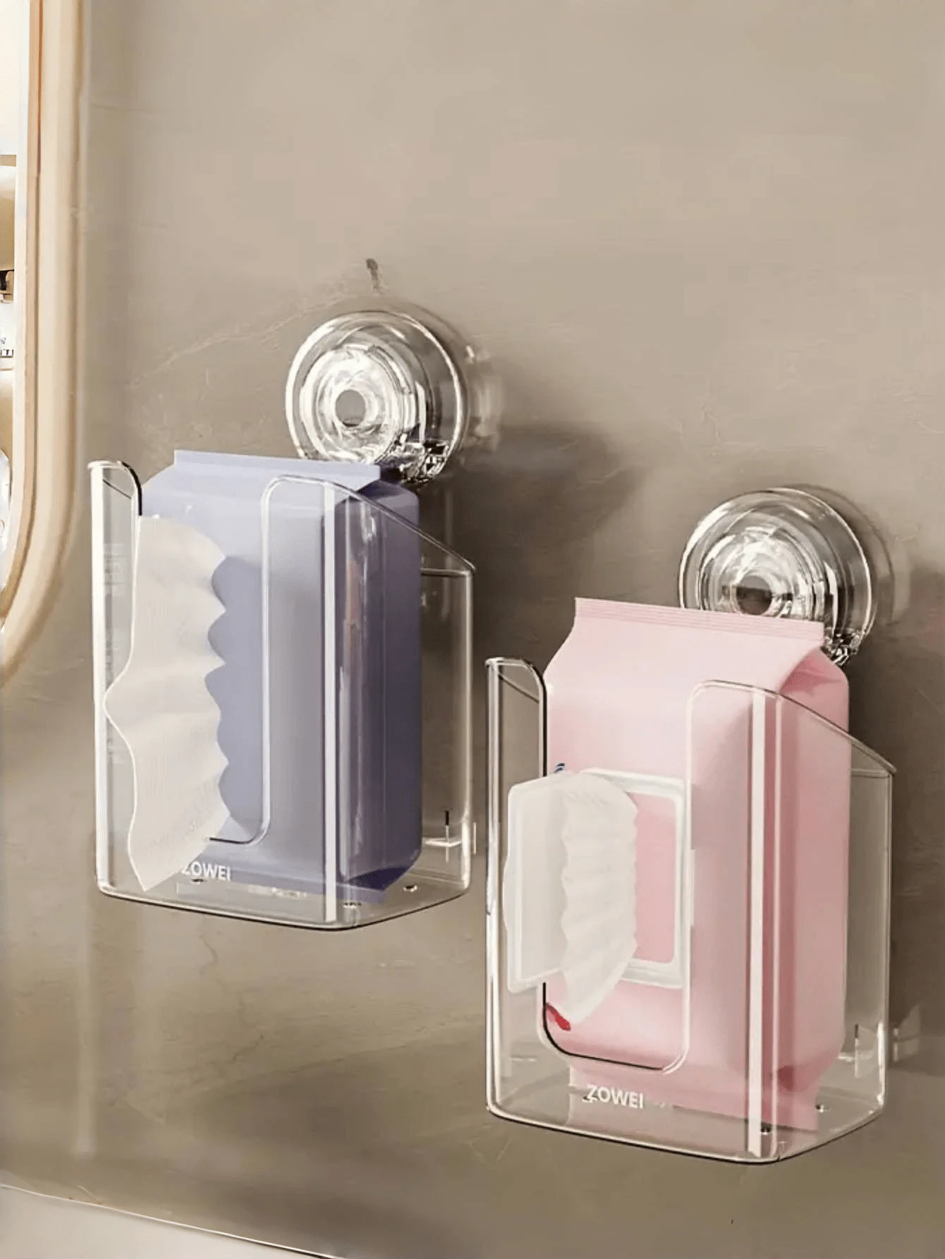 1 个方形塑料纸巾盒，粘合设计，无需钻孔，易于安装，适合用作壁挂式湿巾分配器或浴室、厨房、卫生间的纸巾架，很棒的礼物创意！ - 查看 1