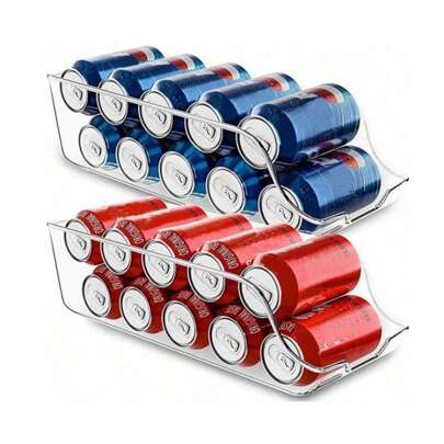 2pcs/1pc potes de armazenamento de alimentos de cozinha, latas de refrigerante organizador de despensa de alimentos para armários, geladeira e freezer, contém latas de alimentos e sopa, transparente