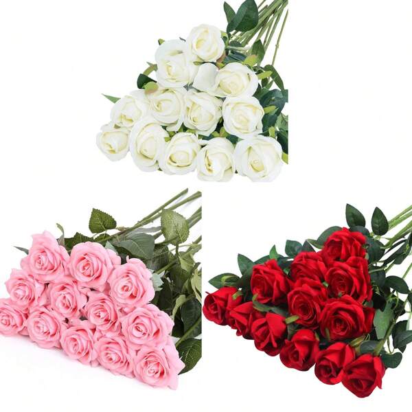 10pcs/12pcs 20in Home Decor Artificial Rose Silk Flower,Centerpieces Artificial Flowers Plastic,Table Decoration Decoration Artificial Rose, Table Centerpiece Candle Garland, Wedding Party Fireplace Bedroom Wall Decoration, Friend Banquet, Lover Date Tabletop Centerpiece, Halloween Vine Decoration, Christmas Decor, Desktop Vase Decoration,Suitable For Wedding Party, Table, Bedroom, Wall Decoration
