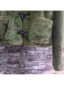 Women's Crop Teddy Jacket - Olive Green - View 5