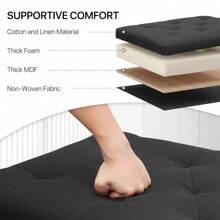 24-Inch Black Tufted Storage Bench Ottoman With Poufs, Upholstered Footrest, And Lift-Top Stool Design - Default - View 7