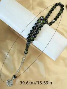 1pc 45-Bead Resin Muslim Prayer Beads With Shell Decor, Suitable For Men's Daily Prayer Wear - Dark Green - View 7