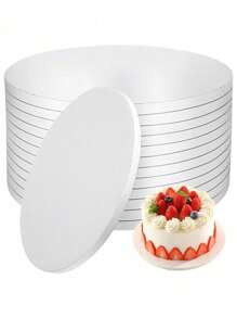 1/2/3/4pcs White/Gold 8/10/12 Inch Round Cake Boards, Thick Cardboard, Sturdy Cake Bases, Cake Platforms, Ideal For Baking DIY Cakes And Pastries, Home Kitchen Baking Supplies, Suitable For Holidays, Parties, Birthdays, Weddings, Valentine's Day, Easter, Back To School, Mother's Day, Summer, Halloween, Christmas - Multicolor - View 2
