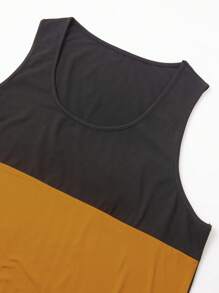 Herren Sommer Patchwork ärmelloses Trainings-Top, Fitness Gym Bodybuilding Laufen Training Outdoor Lässig Basic Tops Retro Amerikanisch, Sommer Outfits, geeignet für den täglichen Gebrauch, locker geschnitten, Sommer Urlaubsoutfits - Senfgelb - Übersicht 3