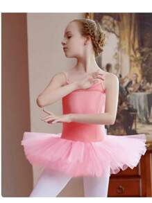 Girls Ballet Tutu Dress With Short Sleeve, Suitable For Practice, Exam And Chinese Classical Dance