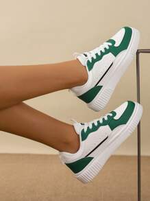 Zapatos de pareja tallas 36-45, zapatillas casuales para mujer y tenis para hombre, zapatos planos con cordones y suela blanda cómodos para hombre, calzado ligero y de bajo corte para uso diario - Verde - Ver 6